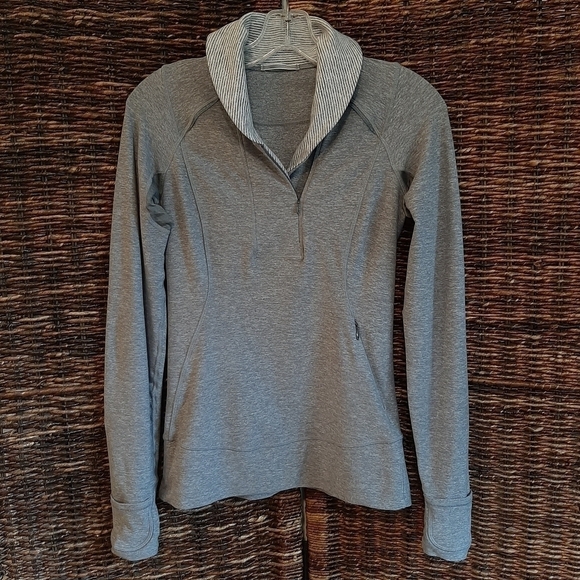 Lululemon Shirt 4 Gray Think Fast Pullover Minimalist Quarter Zip Athleisure Gym - Picture 1 of 9